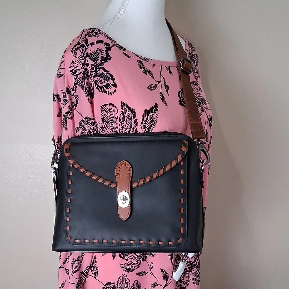 Lady Conceal Black and Brown Leather Crossbody Bag - Picture 11 of 13